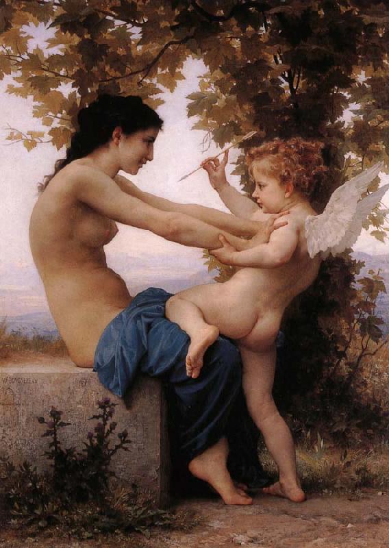 Adolphe William Bouguereau Girl Defending Herself Against Love china oil painting image